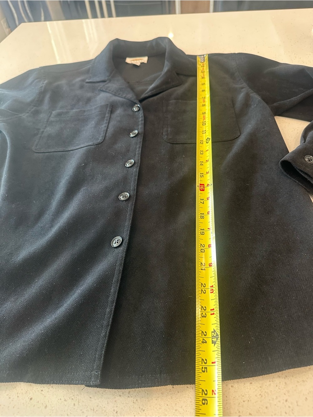 Women's Black Button-Front Pocket Shirt Jacket petite small - Picture 6 of 9